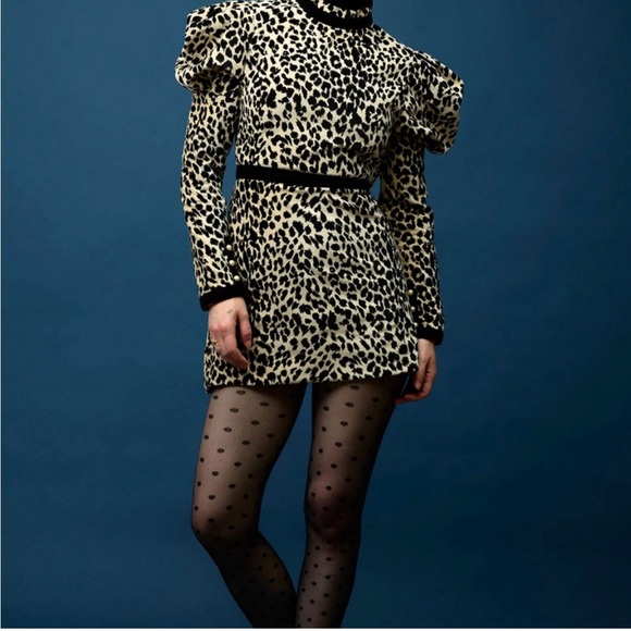 Batsheva Mini Tate Dress in Leopard Velvet - Picture 2 of 8